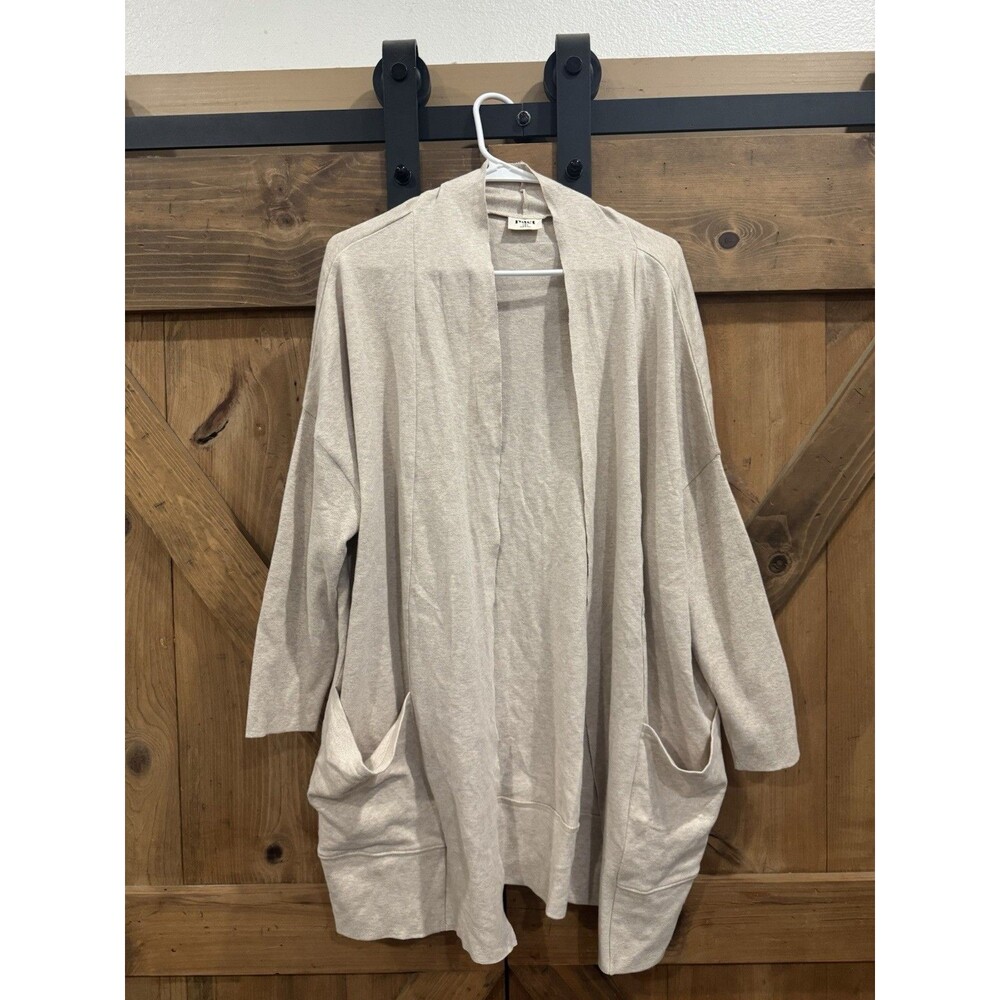Pact Airplane Wrap Organic 100% Cotton Cardigan Cream Open Front Pockets Sz M/L - Picture 2 of 8